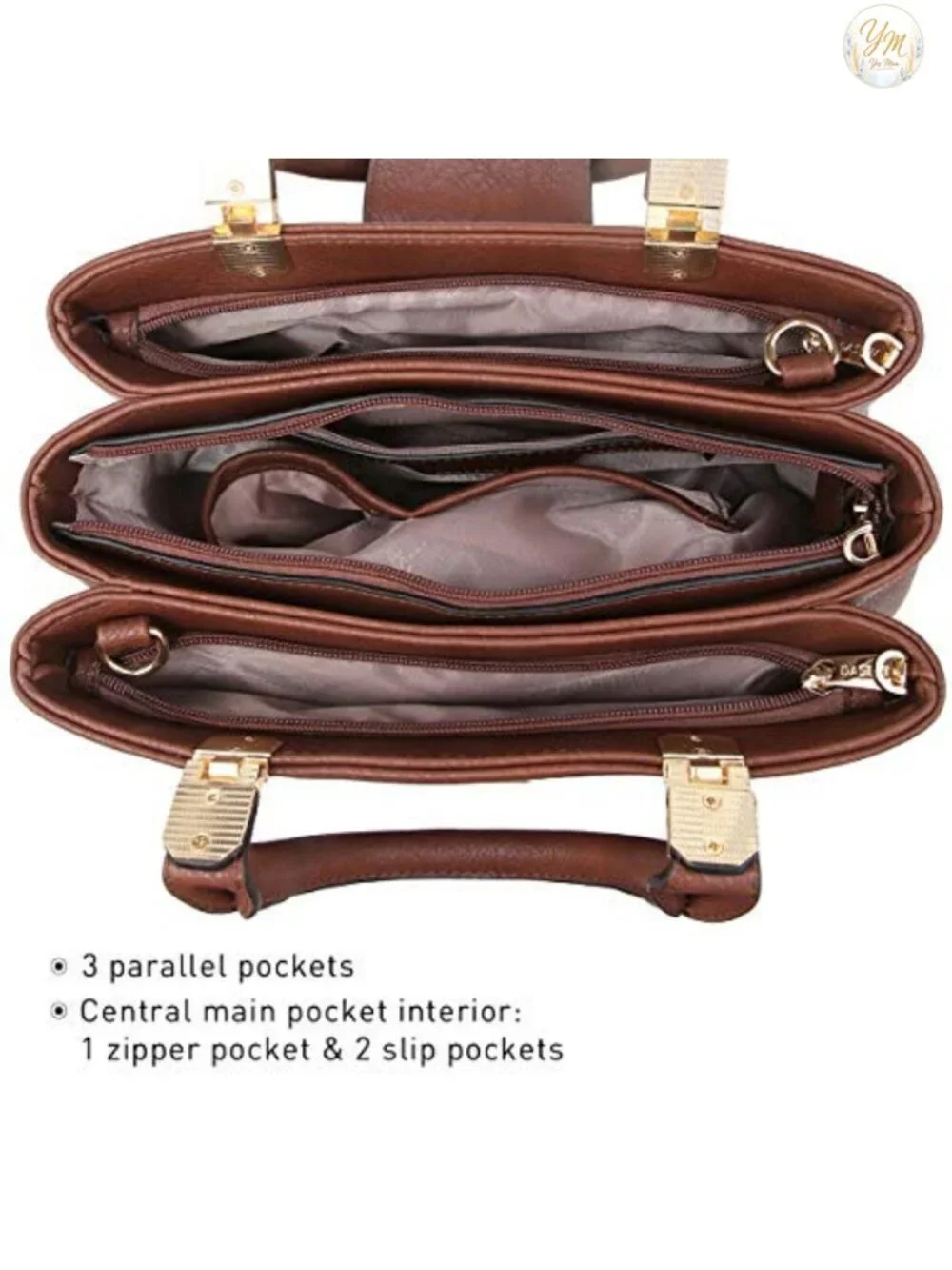Vegan Leather Satchel Handbag Top Handle Tote with Detachable Shoulder Strap